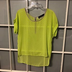 Lime and white sheer blouse